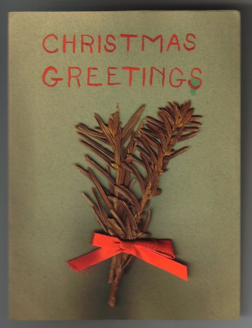 A handmade Christmas card sent to Paul Lipsett in 1945. All military personnel from Marion received one. COURTESY SIPPICAN HISTORICAL SOCIETY